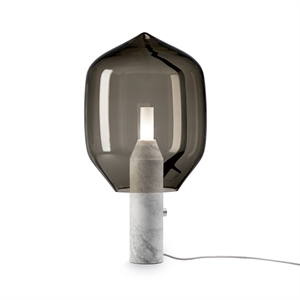 Established & Sons Lighthouse Bordlampe Røgfarvet Glas & Hvid Marmor Fod