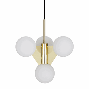 Tom Dixon Plane Lysekrone Messing & Opal Glas Lille